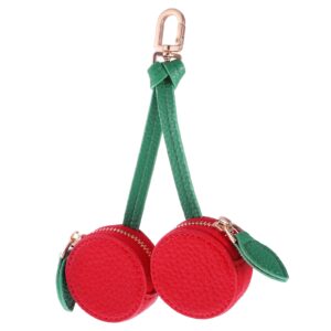 Cherry Coin Purse Charm Leather Keychain – Red Green