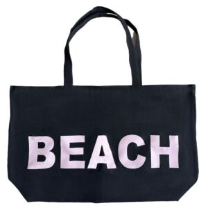 Large Canvas Tote Bag Reusable Shopping Bag – Black/Powder Pink