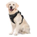 FunFox Dog Harness Large No Pull Anti-Pull Vest Adjustable Breathable Padded Black