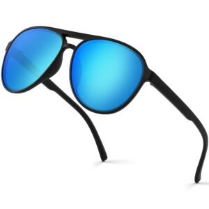 Polarised Pilot Sunglasses UV400 Classic Unisex Lightweight – Blue