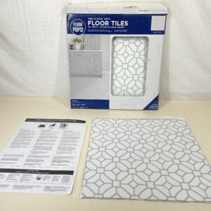 WallPops FP2946 Lattice Peel & Stick Floor Tiles, White & Off-White