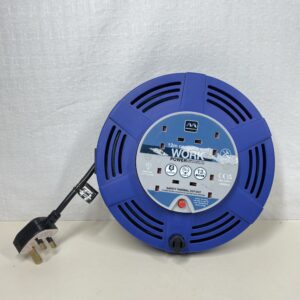 Masterplug MSTLCT12134R Extension Lead Four Socket Cassette Reel, 12 Metres, Blue