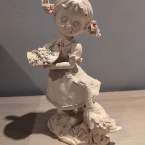 Resin Girl Statue Hand Painted Decorative Ornament Figurine Milky White