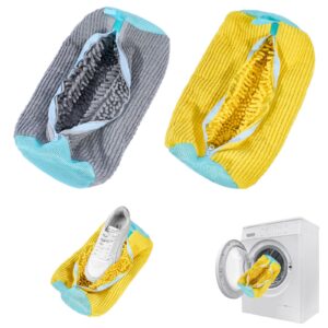 Shoe Washing Machine Bag, 2 Pack Reusable Trainer Cleaning Bags, Portable Laundry Shoe Bags with Zipper for Sneakers, Canvas, Tennis, & Running Shoes (Grey)