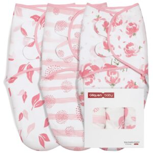 Baby Swaddle Wraps 3 Pack 0-3 Months 100% Organic Cotton Flower Print