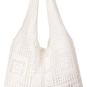 WantGor Crochet Bags, Beach Mesh Tote Bag Womens Shoulder Shopping Handbag Casual Travel