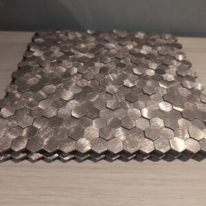 Self Adhesive Metal Hexagon Mosaic Tiles Kitchen Splashback Champagne Gold 4pk