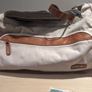 38L Gym Bag Shoes Compartment Wet Pocket Duffel Travel Weekender Beige LUMSNER