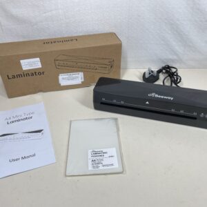 BEEWAY A4 Laminator Machine, Thermal and Cold Laminator for Home Office School Use - Fast Warm Up, High Speed Laminating, Includes 30 A6 Laminating Pouches - Black