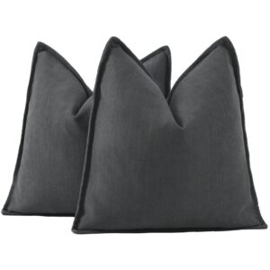 Cushion Covers Set of 2 Textured Chenille Decorative 20x20 inch – Dark Grey