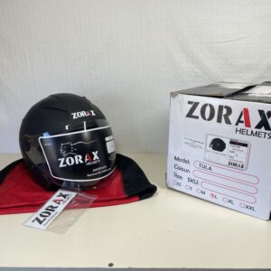 Zorax Matt Black L (59-60cm) ZOR-608 Motorcycle Helmet Double Sun Visor Open Face Road Legal