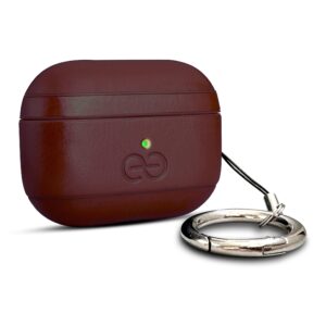 AirPods Pro 2 Case Cover Brown Vegan Leather Hard Shell Protective Coffee