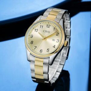 Men's Gold Stainless Steel Analogue Quartz Watch Waterproof - CIVO