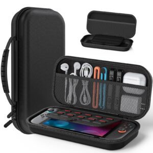 Nintendo Switch Carrying Case Portable Rigid Case with Soft Lining and 10 Card Slots – Black