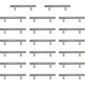 Kitchen Cupboard Handles Silver 20 Pack | 96mm Brushed Stainless Steel Cabinet