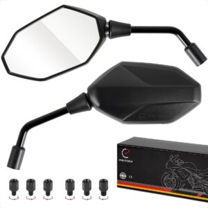 Motorcycle Rearview Mirror E-MARK Universal Set – Black Rhombus