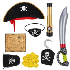 8 Piece Pirate Costume Accessories Set Boys Girls Halloween Fancy Dress Props