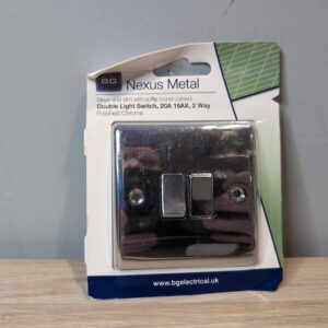 BG Electrical Double 2 Way Wall Light Switch Raised White Plastic UK