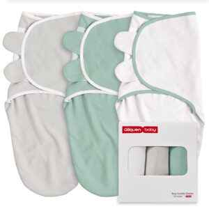Baby Swaddle Wraps 3 Pack 0-3 Months Organic Cotton Greyish Green Blankets