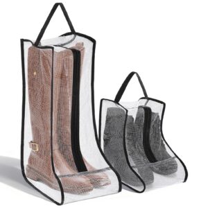 Boot Storage Bags 2 Pack Waterproof PVC Dust Proof Covers Short Tall - Black
