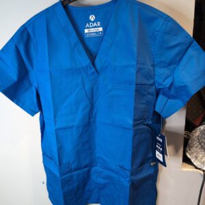 Unisex Medical Scrubs Top V-Neck Tunic Blue M - Adar 601 Healthcare Uniform
