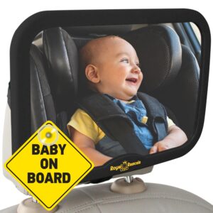 Lockable Shatterproof Baby Car Mirror 360° Rotation Adjustable Mount + Baby Sign – Black