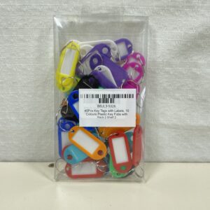 40Pcs Key Tags with Labels, 10 Colours Plastic Key Fobs with Top Holes, Key Labels Id Tags Name Tags with Split Keyrings, Keys Rings for Pets, Luggage & Memory Stick Tags