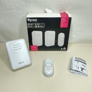 Byron DBY-22314UK Wireless Doorbell Set, Battery Portable and Plug In, 150 m Range, 16 Melodies, White