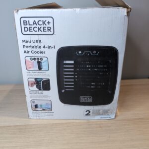 BLACK+DECKER Personal USB Mini Air Cooler, Humidifier, Air Purifier and Cooling Fan, 3 Speed Settings and 600 ml Water Tank, Soft Touch Controls, 6 W, Black, BXAC65004GB