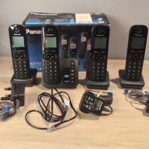 Cordless Phone Panasonic KX-TGC224EB Quad Handset Answer Machine Black