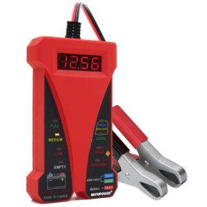 MOTOPOWER 12V Digital Battery Tester Voltmeter – Red