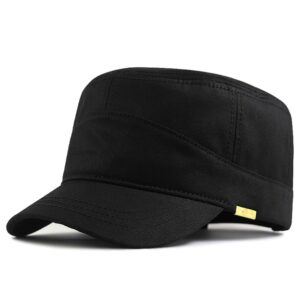 Army XXL Hat Military Cap Plus Size Hats for Men Short Bill Hat Cadet Cap Black