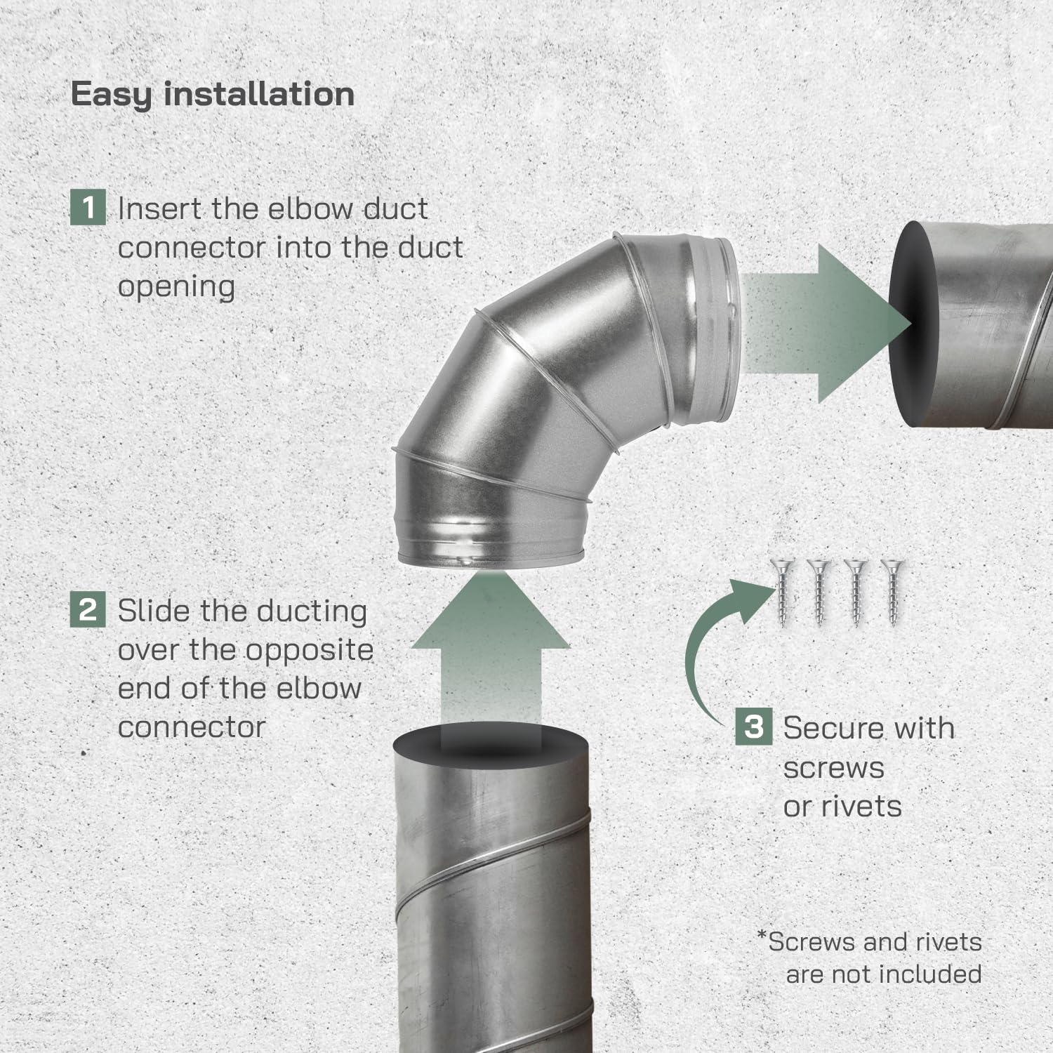 Ø150mm Galvanised Steel Duct Elbow 90° Bend Ventilation Fitting Ducting - Image 8