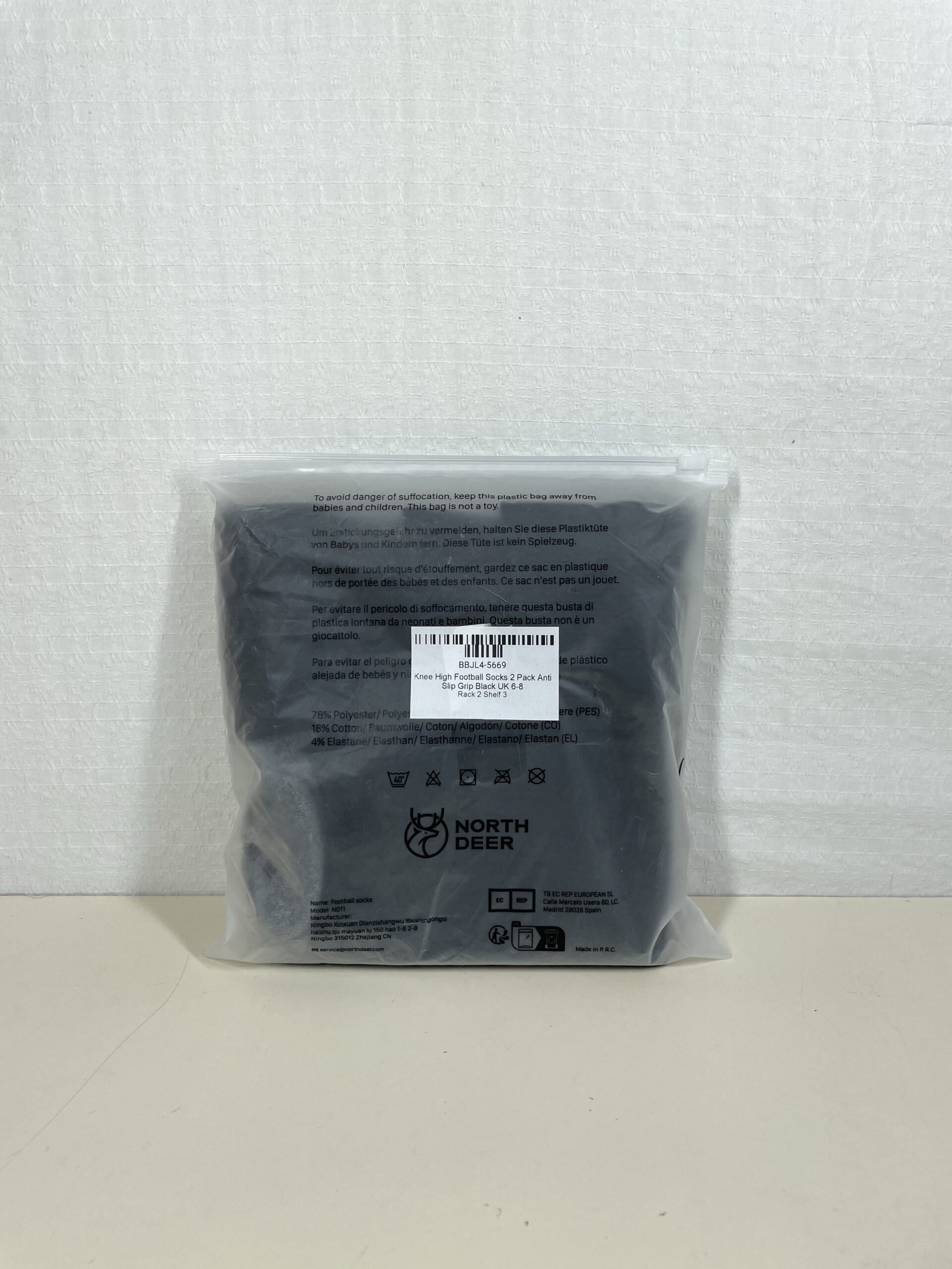 Knee High Football Socks 2 Pack Anti Slip Grip Black UK 6-8 - Image 5