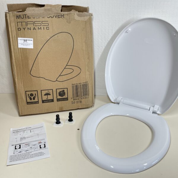 Mass Dynamic Soft Close Toilet Seat with Easy Quick Release Top Fix Adjustable Hinges, White Plastic Loo Seat