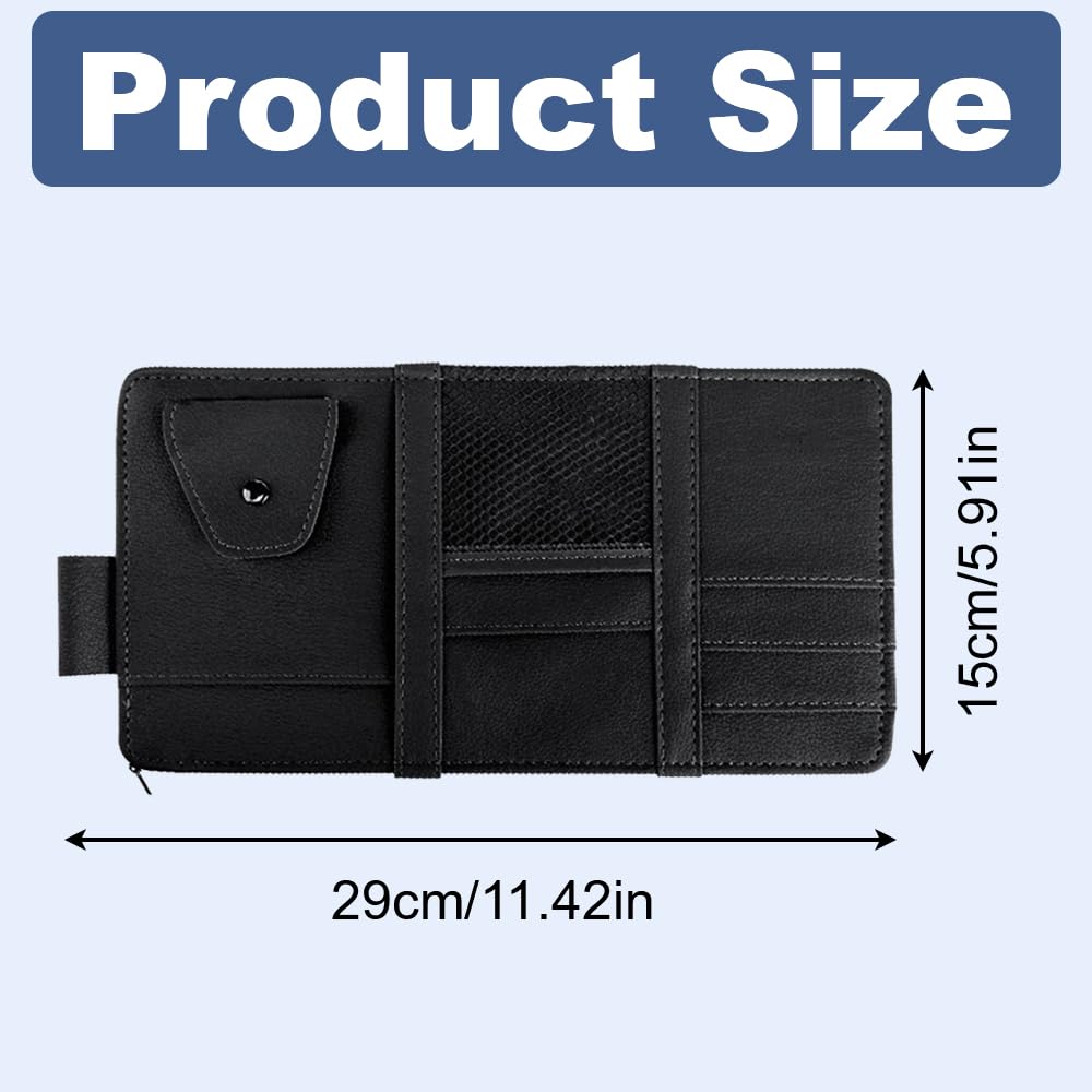 Car Sun Visor Organiser PU Leather Multi-Pocket Storage Pouch Universal - Image 2