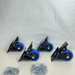 IQWTU 75MM Furniture Castors Heavy Duty Castor Wheels with Brakes, Double Bearing PU Trolley Wheels Rubber Swivel Castor, 4 Industrial Plate Casters Capacity 500KG