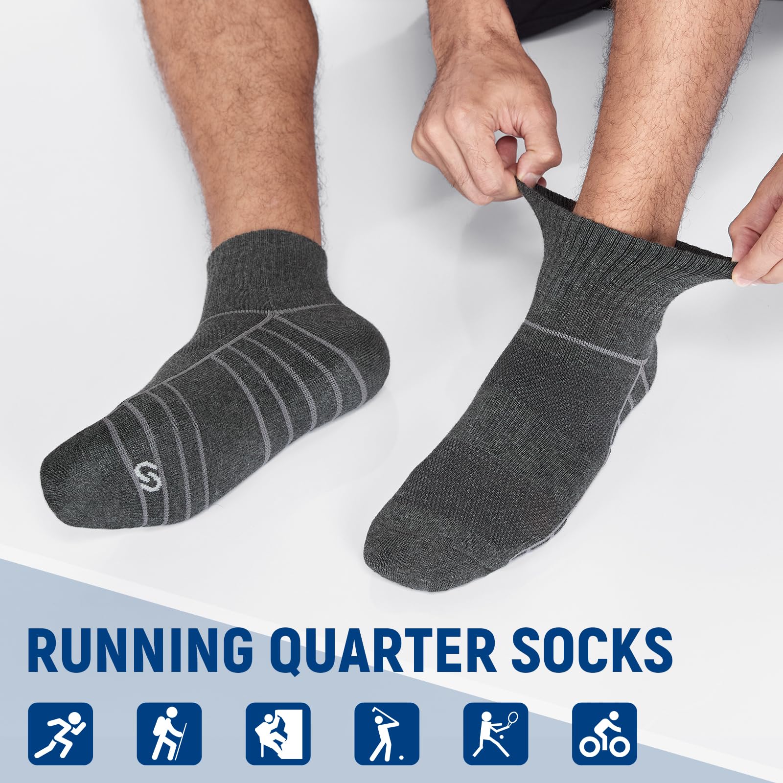 6 Pairs Quarter Ankle Trainer Socks Cushioned Anti-Blister Cotton - Image 7