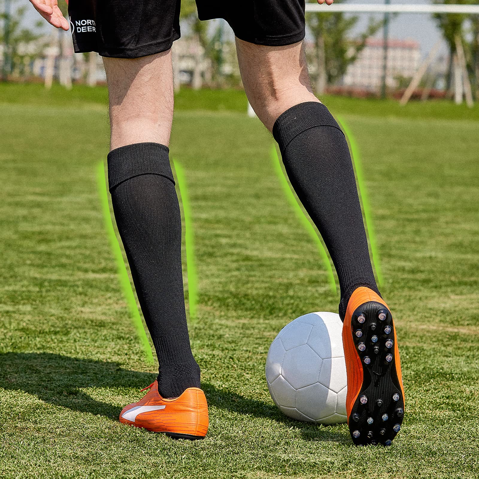Knee High Football Socks 2 Pack Anti Slip Grip Black UK 6-8 - Image 3