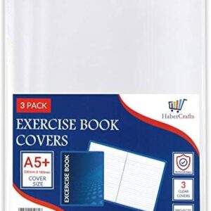 9 x 7 / A5+ Book Cover Plastic Exercise Book Covers Clear School Notebook Protector Cover Film Transparent Jacket Protective Sleeve Books 24cm x 18cm 9 x 7 Inches (9x7Inch / A5+ Size - Pack of 24)