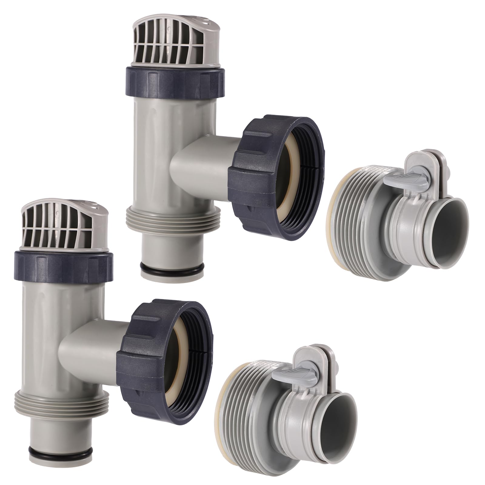Plunger Valves & Type B Hose Adapter Compatible with Intex Pool Part, Hose Fitting Coupling Connector Plunger Shut Off Valve Replacement Practical Accessories for Above Ground Pool Vacuum Pipe Holder