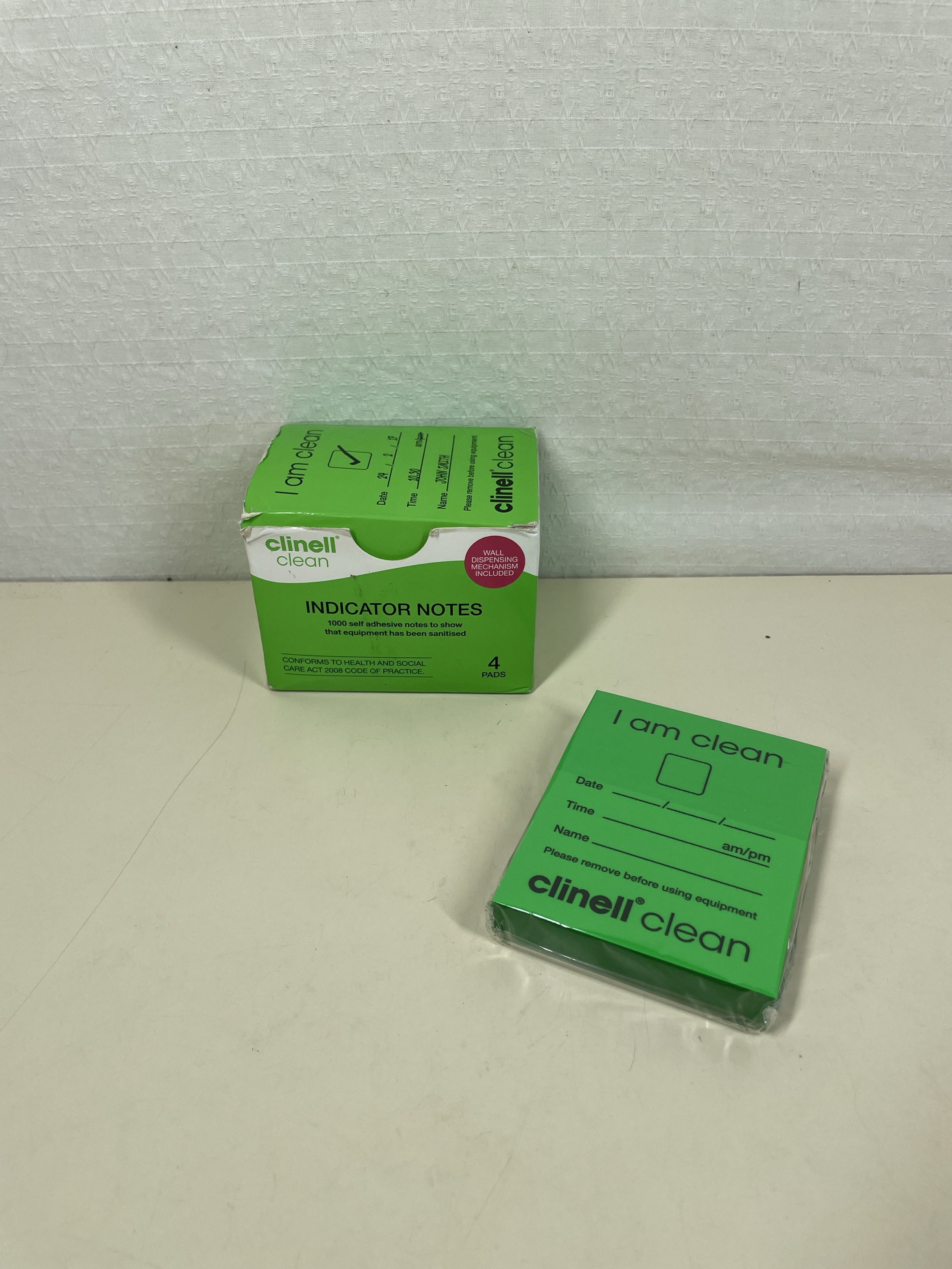 Clinell Indicator Notes - Sanitation Procedure Indicator Notes - Box of 1000 Notes, 4 Pads X 250 Notes - Easy to Read - Green I Am Clean Notes