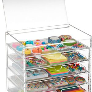 OSCO Acrylic 5 Drawer Chest with Flip-Up Lid