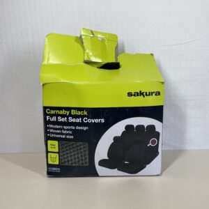 Sakura Car Seat and Headrest Covers Carnaby Black SS5397 - Full Set Universal Size Elasticated Hems Side Airbag Compatible Washable Easy Fit