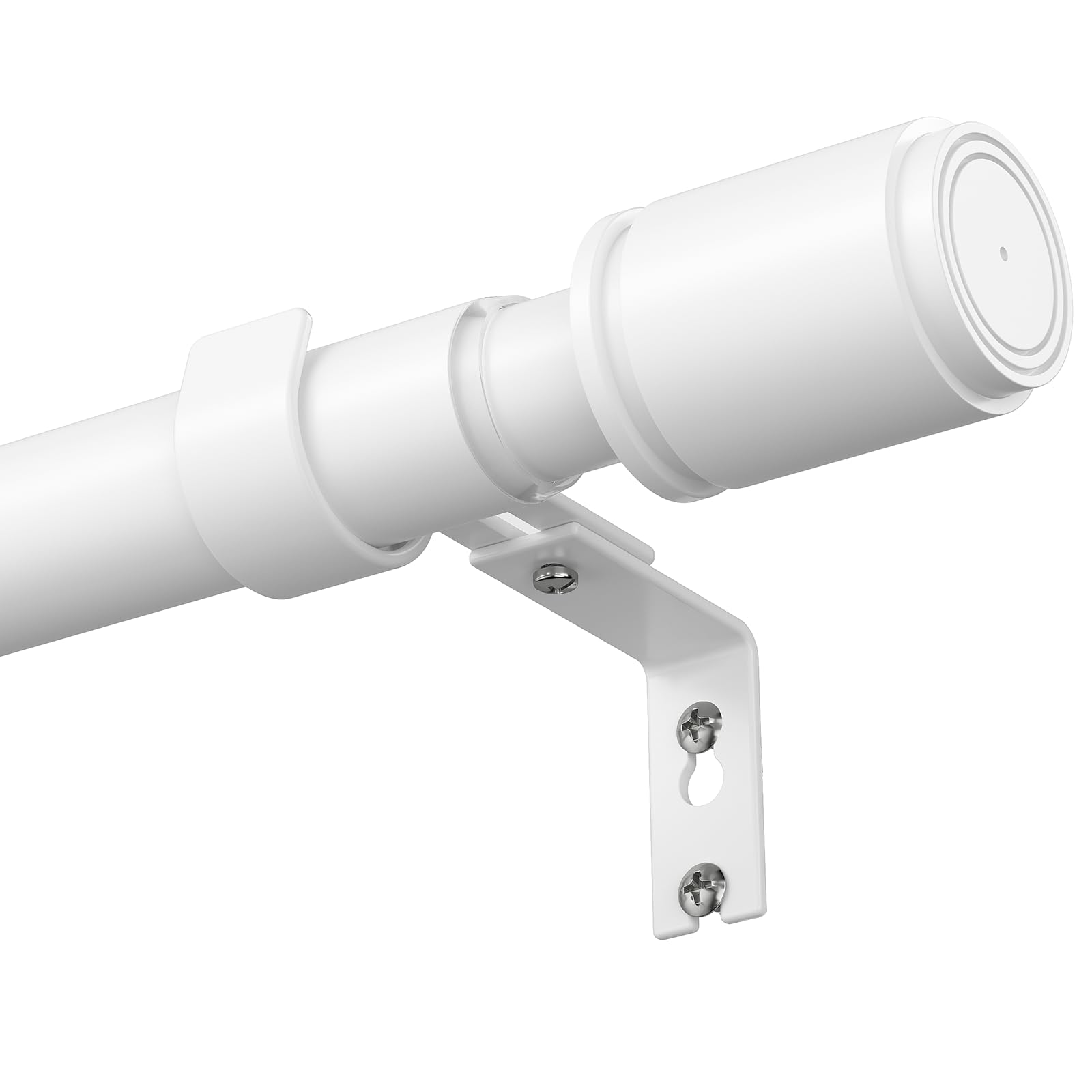 Extendable Curtain Pole 79-390cm 25mm Heavy Duty Metal for Eyelet Curtains – White