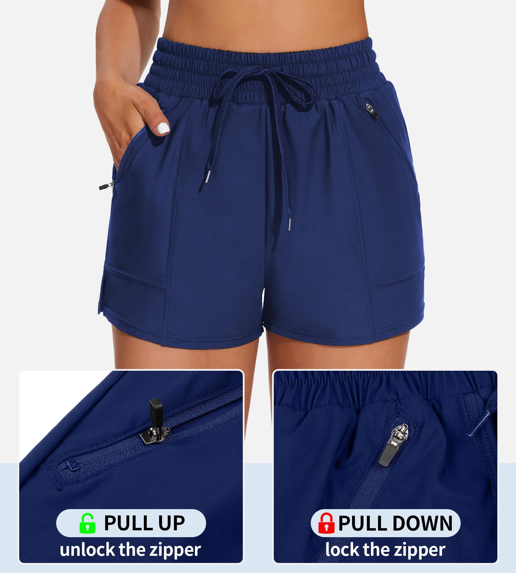 Attraco Women's Swim Shorts High Waisted Board Shorts Bikini Bottom Size L - Image 9