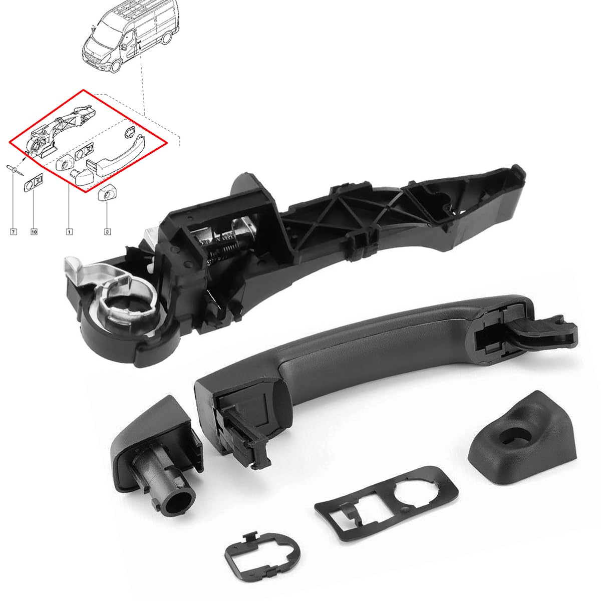 Pulchra Left Sliding Door Handle Renault Master MK3 Vauxhall Movano Black - Image 4