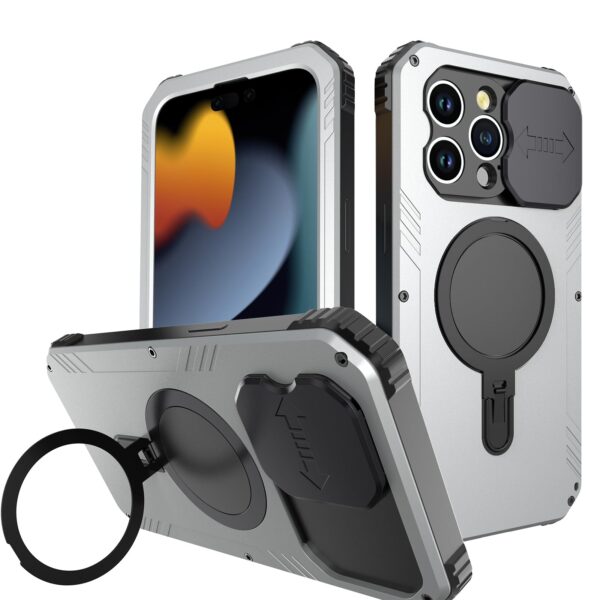iPhone 15 Pro Case Camera Slider Cover Screen Protector Metal Armour Blue