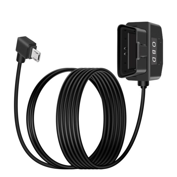 OBD-II Hardwire Power Cable USB Micro Adapter Switch 12-24V to 5V 3.5m 90°