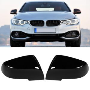 Door Wing Mirror Covers Replacement for BMW 1/2/3/4 Series & i3 X1 Gloss Black – Pair